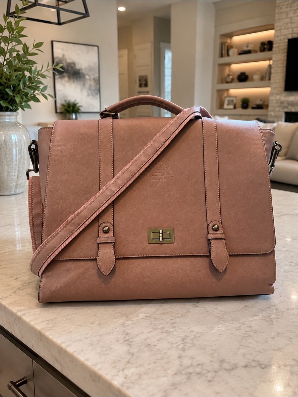 EaseGave Laptop Tote Briefcase Work Bag Blush Pink Excellent Condition